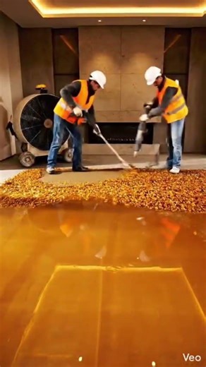 Luxury Amber Stone 3D Floor Installation | Living Room Transformation Time-Lapse