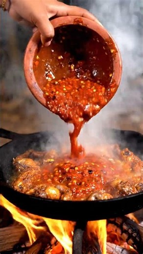 Cook in the Wilderness — Relaxing Forest Cooking ASMR #shorts