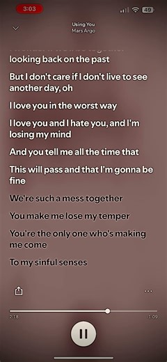 ~ using you ~ • mars argo • #fypシ゚viral #spotify #songs4u_ #lyrics #lipsync #relatable #trending #fy