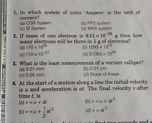 What is the least measurement of a vernier calliper?... | Filo