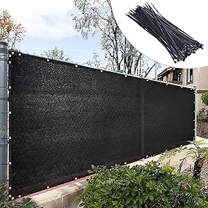 Royal Shade Custom Size 4' x 20' Black Fence Privacy Screen Windscreen Cover Netting Mesh Fabric Cloth - Cable Zip Ties Included (We Make Custom Size)
