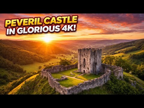 Peveril Castle Castleton Derbyshire Peak District 4k Drone Footage. DJI