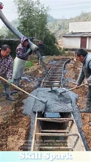 Ditch pouring method upgraded: Option 2 is more efficient! #tips