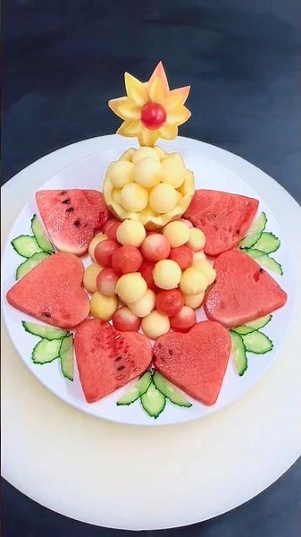 Heart Garden Fruit Art | Watermelon & Melon Carving Display