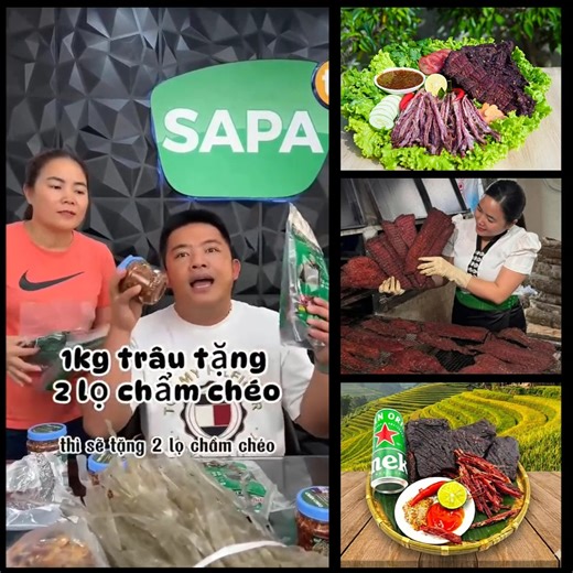 Lại là em Tuyên em Hải và Combo Siêu hấp dẫn đây ạ Cơ hội nhiều năm có 1 dành cho các FAN của Sapa TV 👉 1 kg Trâu Gác Bếp Tặng 2 lọ chẩm chéo Miễn Ship 👉 0.5 kg Trâu Gác Bếp Tặng 1 lọ chẩm chéo Miễn Ship NHANH TAY KẺO HẾT CÁC BÁC ƠI | Đặc sản Tây Bắc - SAPA TV