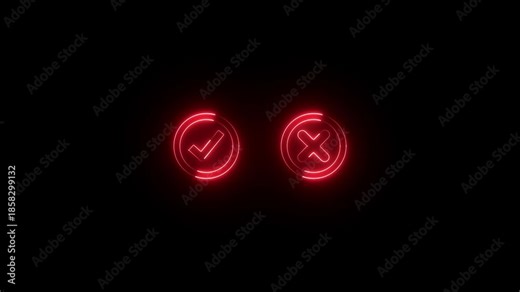 Tick and cross ​​mark animation, Tick and cross symbols animation on black background for approval or rejection