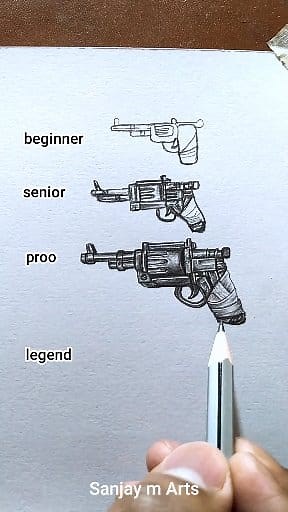 how to draw revolver gun 🔫? #revolver #gun #art #drawings #fbreels #pencil #artwork #reels #sketching | Sanjay m Arts
