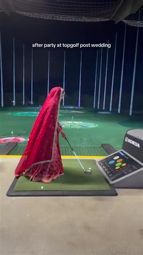Topgolf Wedding Afterparty: Pakistani Bridal Dress Moment