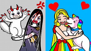 Paper Dolls Dress Up - Cats vs Dogs Story Handmade QuietBook - Barbie Story & Crafts | Beauty Paper Dolls