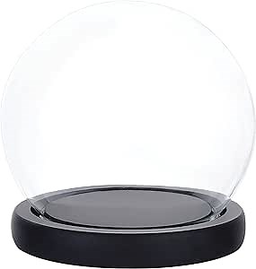 PH PandaHall Decorative Clear Glass Dome Cloche, 3x4inch Glass Display Dome Bell Shape Cloche Case Tabletop Centerpiece with Black Wood Base for Collectibles Craft Plants Flower Clay Succulents