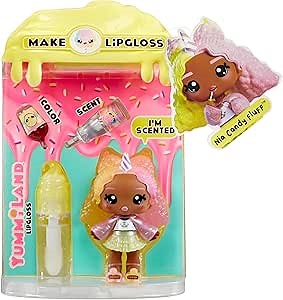 Yummiland Lip Gloss Doll – Nia Candy Fluff, with DIY Lip Gloss Kit, Ages 4+