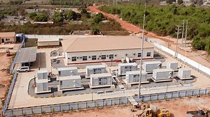 Installed Solar Panels and Li-ion Battery Containers at West African renewable power plant Energy Storage System