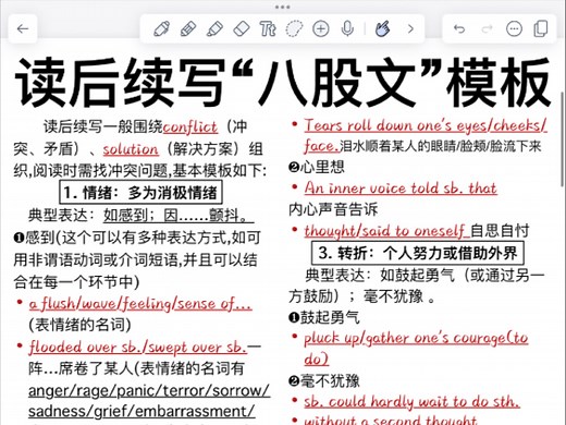 读后续写“八股文”模板！考试直接用！写作牛了！