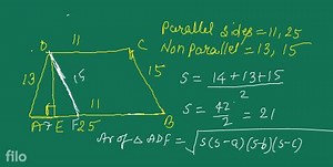 Find the area of trapezium whose parallel sides are 11cm and 25... | Filo