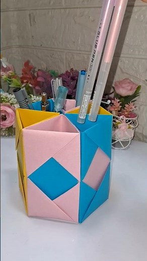 DIY Origami Pen Holder | Easy Paper Desk Organizer ✨ | Best Back to School Craft