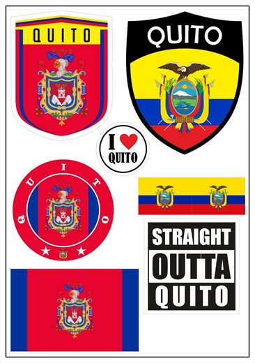 Quito Map Stickers (8 Pieces) - Ecuador Car Motorcycle Biker Flag Stickers Decal Vinyl ST - Etsy