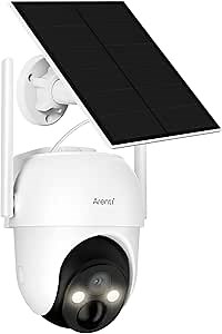 ARENTI Solar Security Cameras Wireless Outdoor, 2K Outside Cameras for Home Security, 360° Battery Powered WiFi Surveillance Cam, Color Night Vision, Spotlight&Siren, 2-Way Audio(2.4G Only)