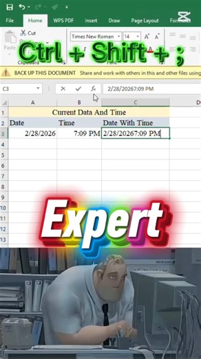 Excel Current Date & Time Shortcut | Beginner vs Expert | Office Excel Pro
