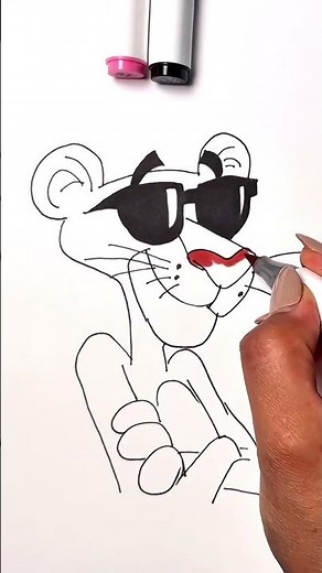 How to Draw and Color the Pink Panther 😎 | Easy Cartoon Drawing for Beginners #drawing