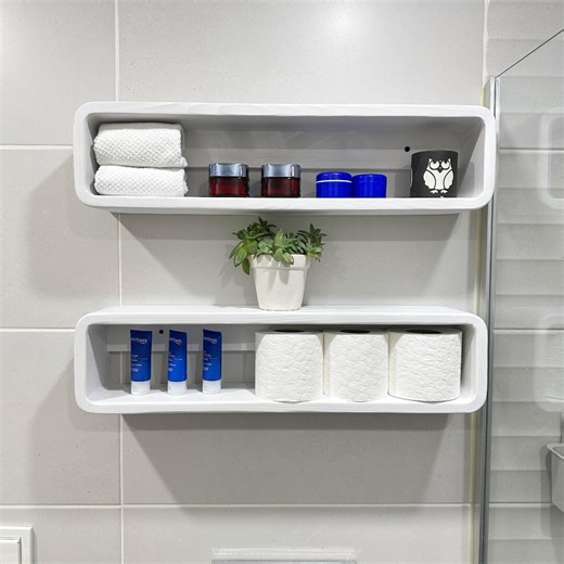 White Bathroom Wall Shelf – Minimal Modern Storage - Etsy