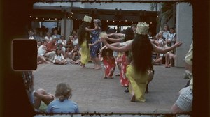 Vintage Footage of Tropical Hula Dancers Dancing with Tourists in Hawaii