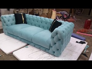 Chester sofa 3 seater with fabric buttons