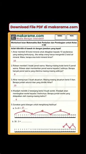 3rd Grade Math Multiplication and Division Worksheet