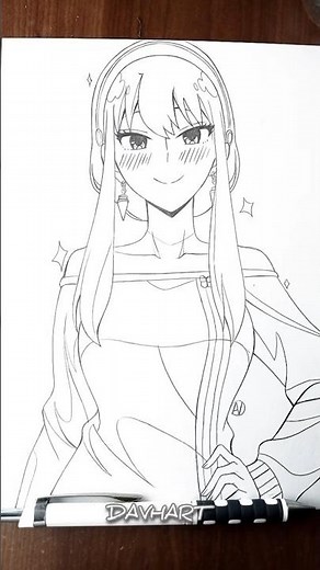 How to draw Yor Forger Face❤️🖤|#spyxfamily #drawing #art #anime #yorforger #yor #howtodraw #shorts