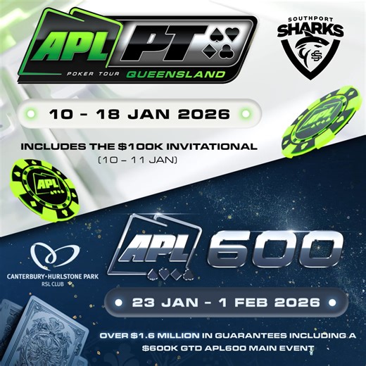 🚨 𝗦𝗔𝗩𝗘 𝗧𝗛𝗘 𝗗𝗔𝗧𝗘𝗦 — 𝟮𝟬𝟮𝟲 𝗔𝗣𝗟 𝗦𝗘𝗔𝗦𝗢𝗡 𝗢𝗣𝗘𝗡𝗘𝗥 🚨 The new APL season fires up this January with a massive double-header to launch the year in style: 🏆 𝗔𝗣𝗟𝗣𝗧 𝗤𝘂𝗲𝗲𝗻𝘀𝗹𝗮𝗻𝗱 — 𝗦𝗼𝘂𝘁𝗵𝗽𝗼𝗿𝘁 𝗦𝗵𝗮𝗿𝗸𝘀 (𝟭𝟬–𝟭𝟴 𝗝𝗮𝗻) • Includes the prestigious 2025 $100,000 Invitational — exclusive to qualified champions 💰 𝗔𝗣𝗟𝟲𝟬𝟬 𝗦𝘆𝗱𝗻𝗲𝘆 — 𝗖𝗮𝗻𝘁𝗲𝗿𝗯𝘂𝗿𝘆-𝗛𝘂𝗿𝗹𝘀𝘁𝗼𝗻𝗲 𝗣𝗮𝗿𝗸 𝗥𝗦𝗟 (𝟮𝟯 𝗝𝗮𝗻 – 𝟭 𝗙𝗲𝗯) • Over $𝟭.𝟲 𝗠𝗜𝗟𝗟𝗜𝗢𝗡 𝗴𝘂�