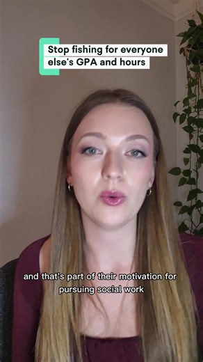 Comparing yourself to other applicants won’t get you accepted to graduate programs. I remember when I applied to my MSW I wasted a lot of time comparing my GPA and experience with everyone else. What I didn’t realize is that it’s never an apples to apples comparison . School’s of Social Work assess applications holistically and understand who you are as a potential social worker. They aren’t just counting your hours or calculating your GPA. So, don’t be like me. Instead of wasting valuable time 