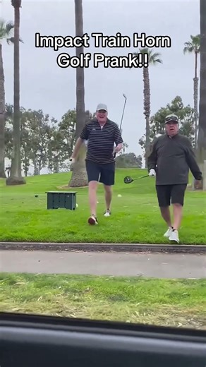 Golf course airhorn terror:we started a chase scene #fun #funny #prank #fyp #golf