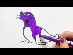 How to draw a Sea Lion | Super Water Animals | Drawing and Colouring For Kids