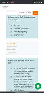 Autonomous or Self-driving vehicles are examples ofa. Robotsb... | Filo