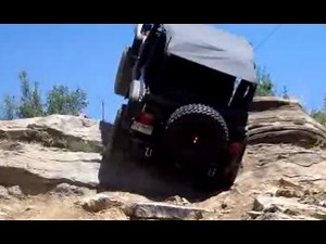 Extreme 4X4 Action! Near Vertical Wheel Stand On Steep Rock Hill, Jeep Wrangler Rubicon TJ