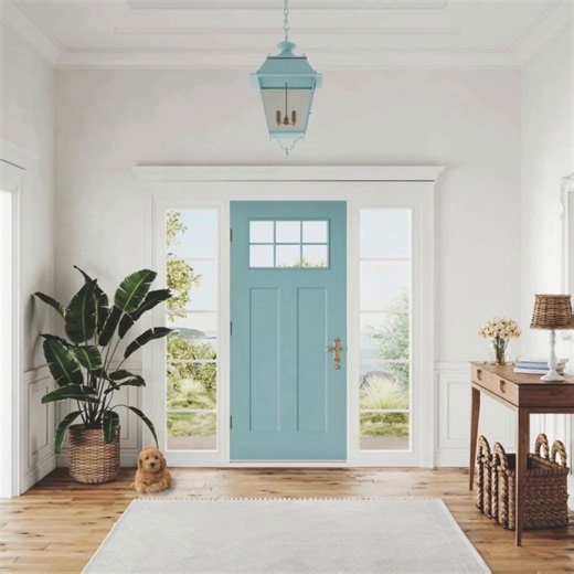 🚪🎨 Make a statement with a pop of color at the entrance! A colorful front door can provide contrast to a predominantly white interior and exterior. Add character and dimension to your home with JELD-WEN® Exterior Doors. Explore our Exterior Door style collections here: http://spr.ly/61854XXd1 #frontdoor #homegoals #jeldwendoors #JELDWEN #exteriordoors | JELD-WEN Windows & Doors