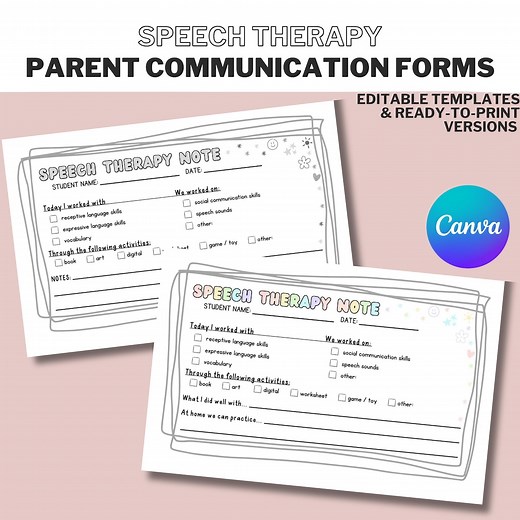 Speech Therapy Note for Parent Communication | Today in Speech Therapy Update Note for Speech Language Pathologist CCC-SLP - Etsy