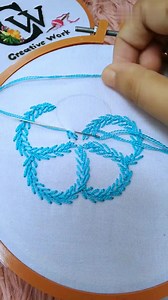 701K views · 5K reactions | designer flower with feather stitch 瑱 #flowers #stitch #reels #reelsvideoシ #viral #viralreelschallenge | Creative Work | Facebook