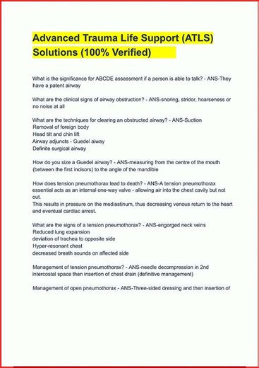 Advanced Trauma Life Support Atls Questions And Answers Soluupdate video