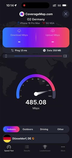 O2 5G Speedtest Düsseldorf 16.01.2026