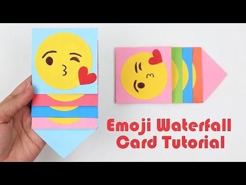 How to Make Mini Emoji Waterfall Card Tutorial | Emoji Slider Waterfall Card for Scrapbook Easy DIY