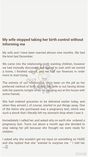 My wife stopped taking her birth control without informing 😿 me 🌼 | Laugh Out Loud