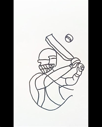 simple line drawing silhouette of a cricket batsman playing a shot. #cricketplayer #playcricket