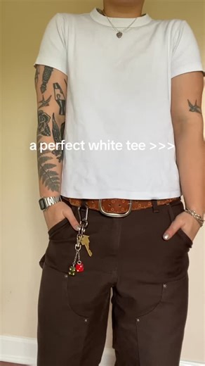 liv on Instagram: "you can’t underestimate the power of a perfectly fitting white tee, especially in summer 😌 this one is the @uniqlo basic crewneck and they are suuuuch good shirts if you’re looking for a white tee that’s not completely see through lol 🏷️: #butch #masc #wlw #style #fashion #accessories #OOTD #fitcheck #outfit #outfitinspo #outfitideas #menswear #spring"