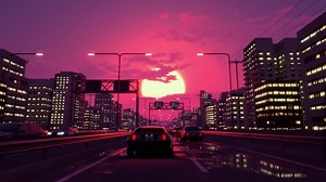Sunset, Delorean, Cyberpunk