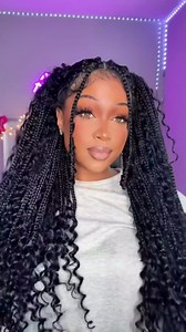 Boho Box Braided Wigs for Black Women Glueless Double Full Lace Human Hair Blended Lightweight Hand Braid Wig with Baby Hair (1-1B, 30 In)