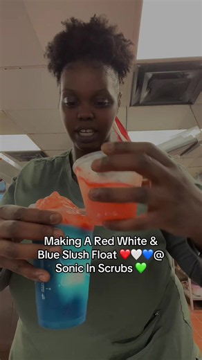 Making a Red, White & Blue Slush Float at Sonic