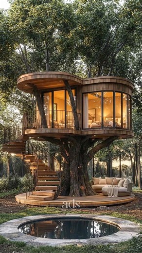 Building luxury tree house around living tree #treehouse #renovation #timelapse