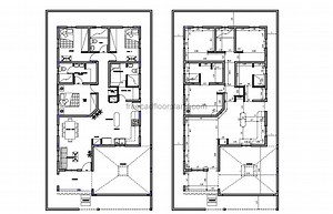 One-story 3 Bedrooms House, 1304211 - Free CAD Drawings
