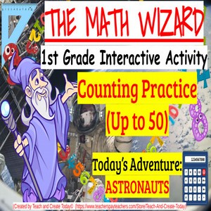 1st Grade Math Review Activity and Worksheet Counting Practice Up to 50