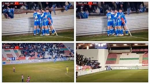 Imagen espeluznante: La grada se derrumba con la celebración del gol del Depor